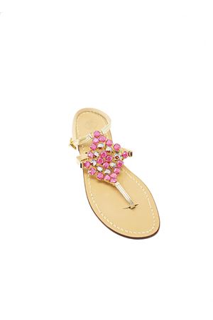 capri sandals with Swarovski Da Costanzo | ROMBOGIOIELLOBIGFUCSIA